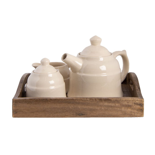 Teapot Set Beige Brown 27x22x16 cm