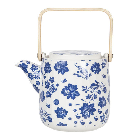 Teapot with Filter White, Blue 16x11x12/20 cm / 800 ml