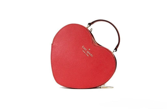 Love Shack Candied Cherry Saffiano Top Handle Heart Crossbody Handbag Red