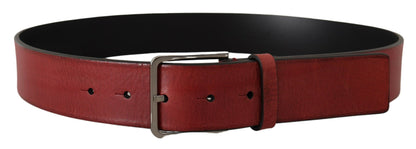 Elegant Grosgrain Leather Belt with Silver Buckle
