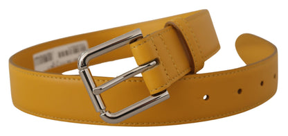 Elegant Leather Belt in Sunshine Yellow