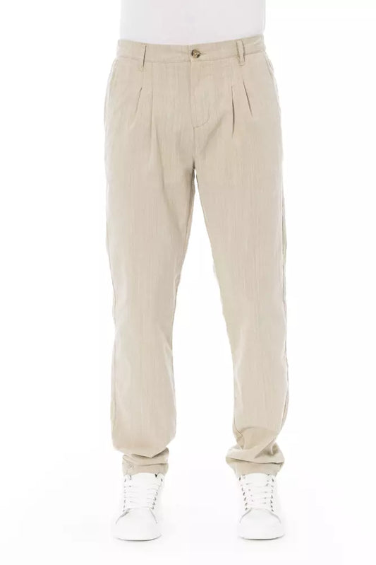 Elegant Beige Cotton Chino Trousers