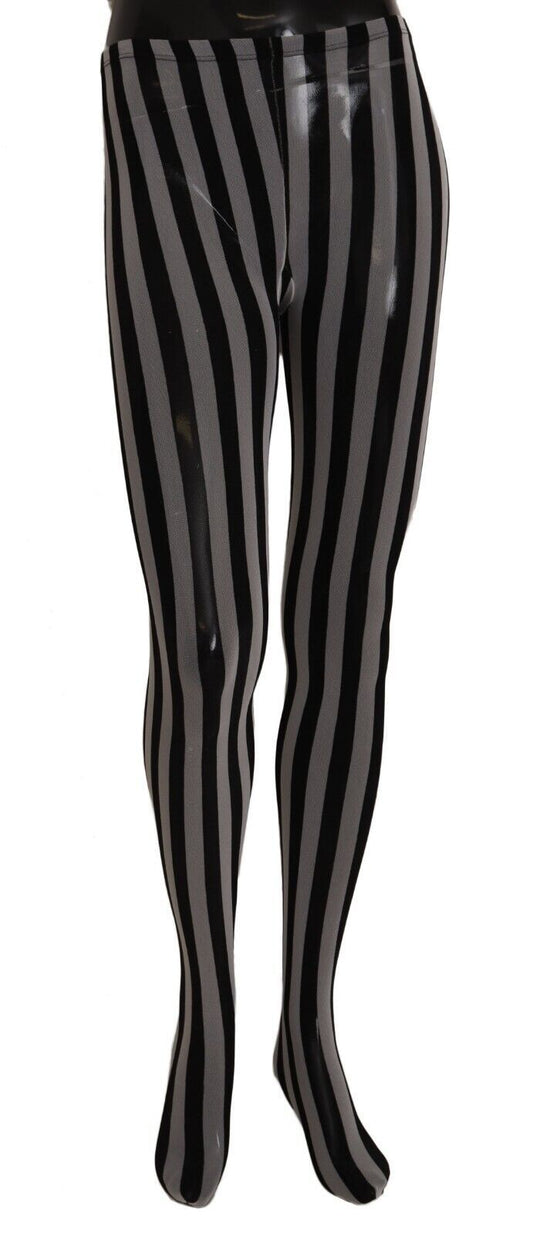 Black and White Striped Luxury Tights